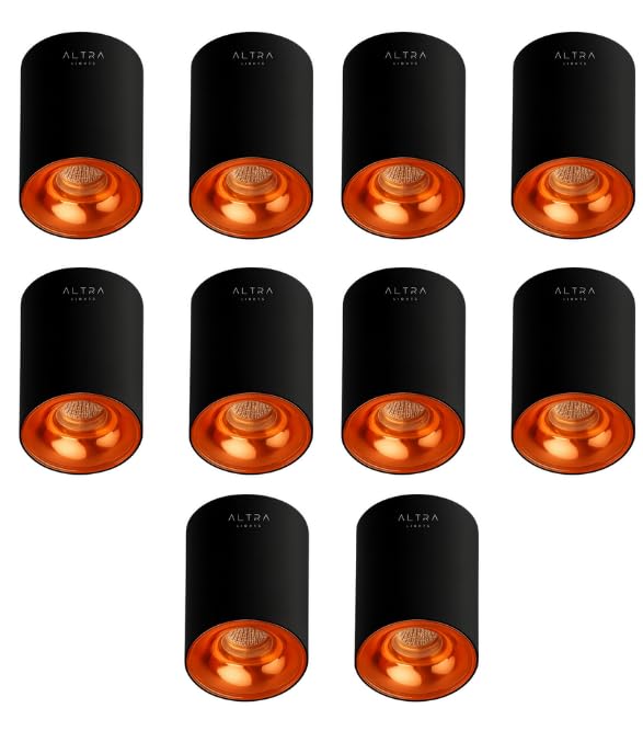 Image of 7W COB LED Surface Mounted Cylinder Downlight | Spotlight for False Ceiling & Wall | for Living Room, Office Roof | Natural White, Aluminium Black & Rosegold Reflector | Pack of 10
