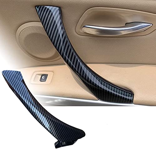 HommyFine Tirador de Puerta del Coche Compatible con BMW E90 E91 316 318 320 325 328 330 335 Tirador de puertas de interior de Coche + Manija de Puerta Cubierta para BMW 3 Series 2004-2012 Cover