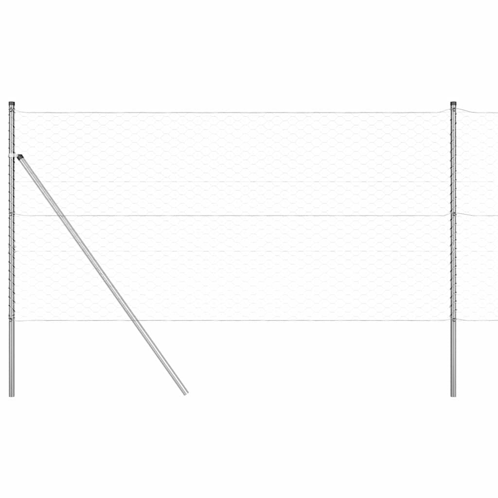 Recinzione esagonale da pavimento, 25 x 1 m, in acciaio zincato, argento, recinzione da giardino, protezione dal vento, protezione in metallo, elementi di recinzione per terrazza e terreno