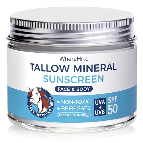 Stilip Organic Beef Tallow Sunscreen-SPF 50 with Zinc Oxide,Non-Toxic 2-in-1 Moisturizer & Mineral...