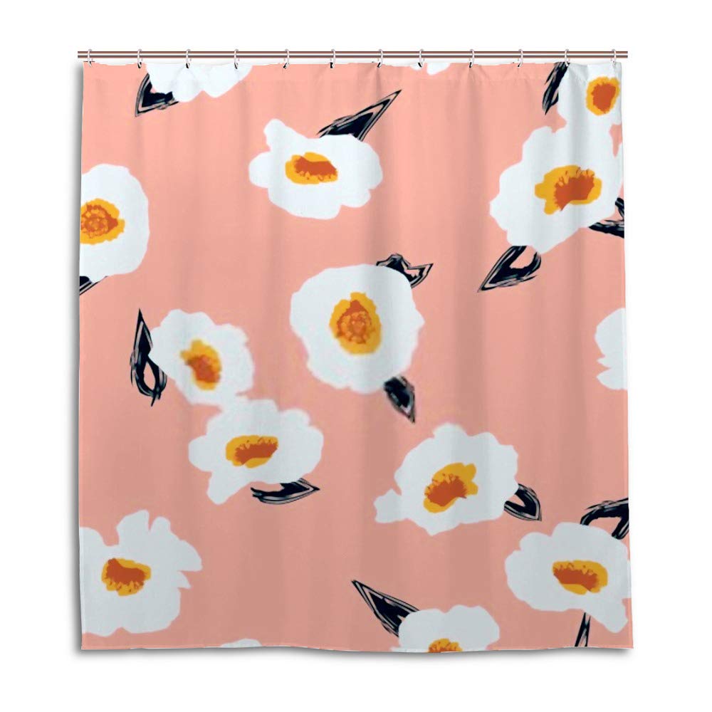 Rideau de douche imperméable et lavable en machine imprimé fleurs