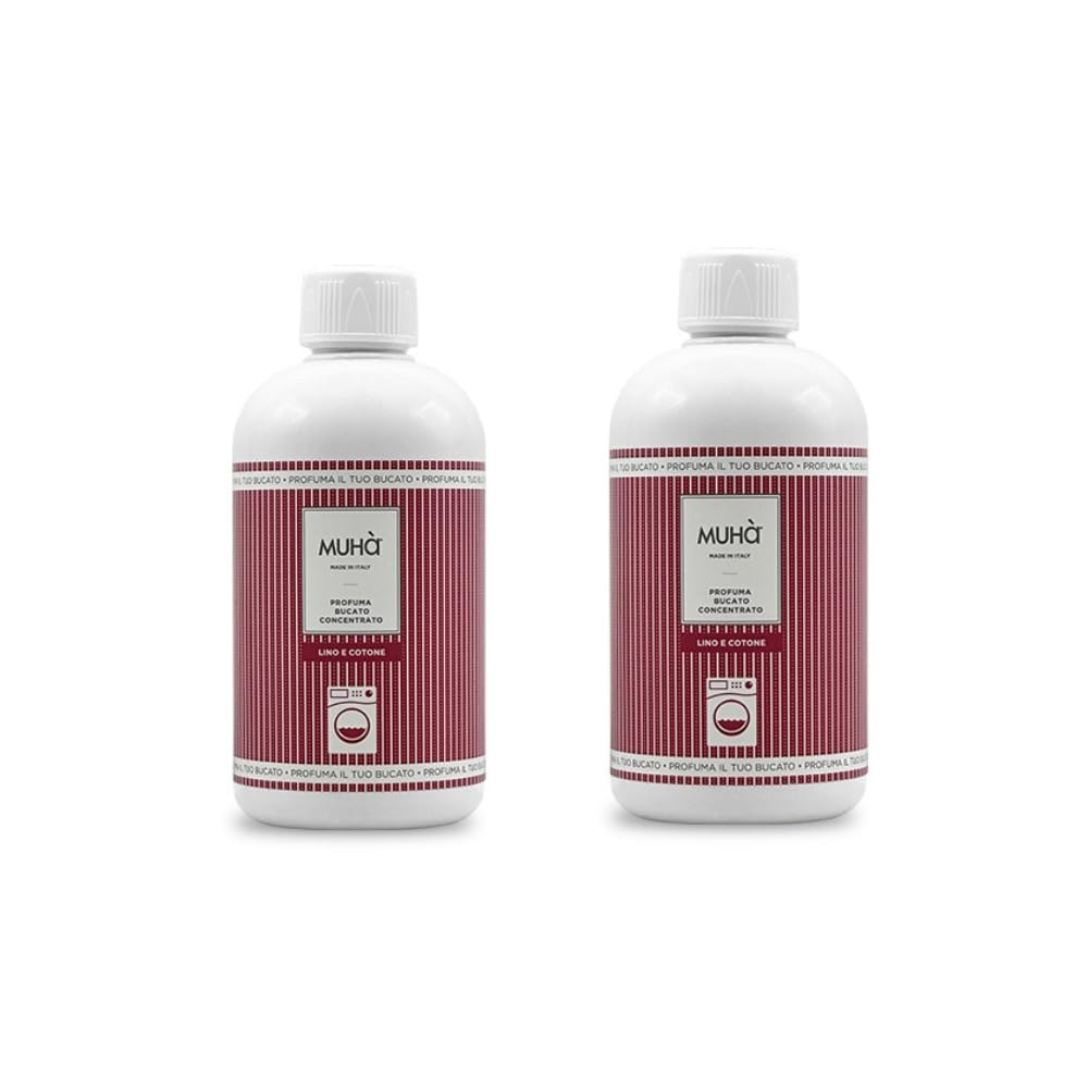 Packung mit zwei Duftkonzentraten für Wäsche, intensiver und langanhaltender Duft, 400 ml – Leinen und Baumwolle + Leinen und Baumwolle, insgesamt 800 ml, langanhaltende Frische