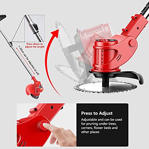 Elektrische Grasmaaier, 24V 11000Mah Vermogen 1580W met 2 Accu's en Metalen Blad Telescopische Lichtgewicht Krachtige Maaier 90-120CM Telescopische Stang voor Landbouwgazon - Afbeelding 3