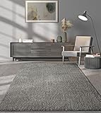 the carpet Relax Plus Moderner Flauschiger Kurzflor Teppich, Anti-Rutsch Gel-Rücken, Florhöhe 25mm, Waschbar bis 30 Grad, Super Soft, Felloptik, Grau, 120 x 170 cm