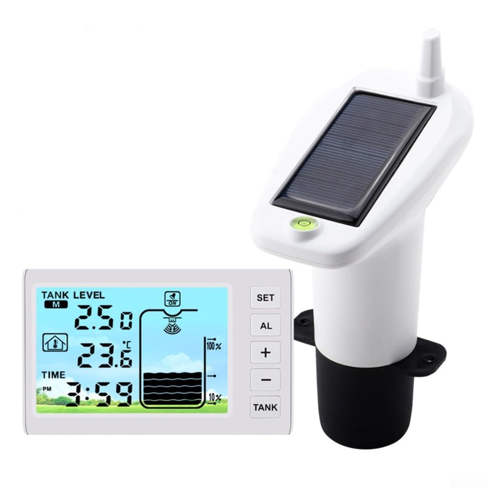Medidor digital de nivel de agua para tanque de agua, transmisor de sensor de nivel de agua, monitor de nivel de agua de carga solar multifuncional