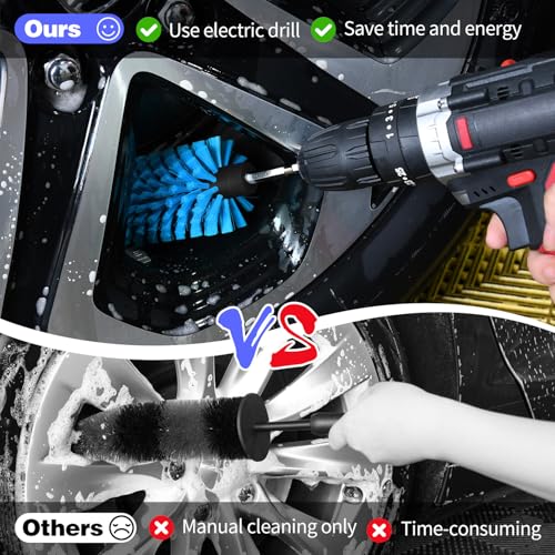 image for DkOvn Drill Brush for Car Wheel and Bottle, Highly Dense and Durable C