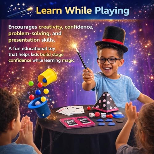 Image of DZLING 70 Tricks Magic Kit for Kids - Learn the Art of Magic with Cups, Cards, Rope & Wand | Beginner Magic Set | Educational Magic Toy | Magic Game Set for Boys & Girls 8+ Years (Magic 90)