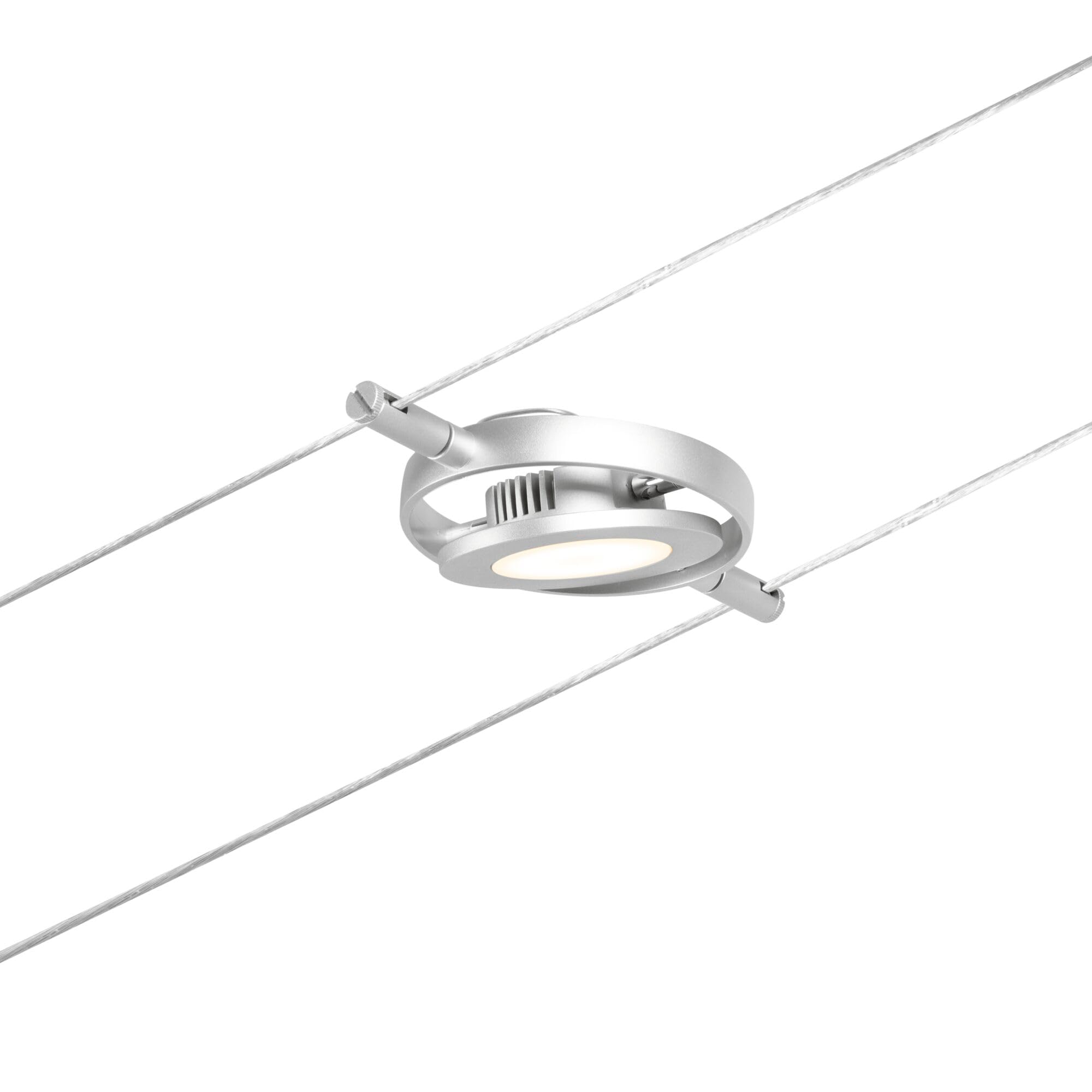 Paulmann CorDuo 94415 - Faretto LED RoundMac DC con 1 x 4,5 Watt espandibile cromato opaco, fune metallica cromata 3000 K