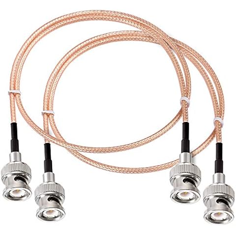 SUPERBAT BNC Cable BNC Male to Male Connector Solder Coaxial Cable (2ft, 50 Ohm) for Antenna Scanners or Handheld Ham Radios etc. 2pcs Cover