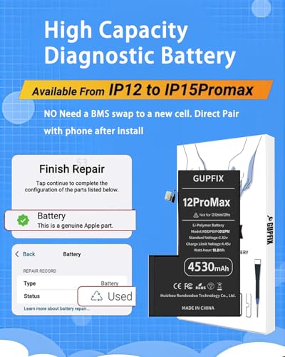 Image of Battery for iPhone 12Pro Max No Pop-up Unknown Part Warning | No Unknown Part Info High Real Capacity Long Last Time Wireless Charging Support Durable Tool For DIY User Phone Repair Shop