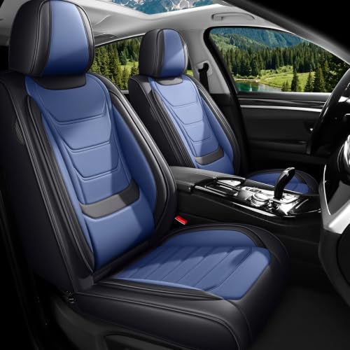 Image of Car Seat Covers Custom Fit Kia Telluride 2020-2026, Waterproof Nappa Leather Car Seat Protector, Breathable Car Seat Cushion, Seat Covers for Car(2 Seats Standard /Black&Blue)
