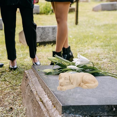 Lápida para mascotas de resina beige SHINEOFI, estatua memorial de perro duradera para jardín 8