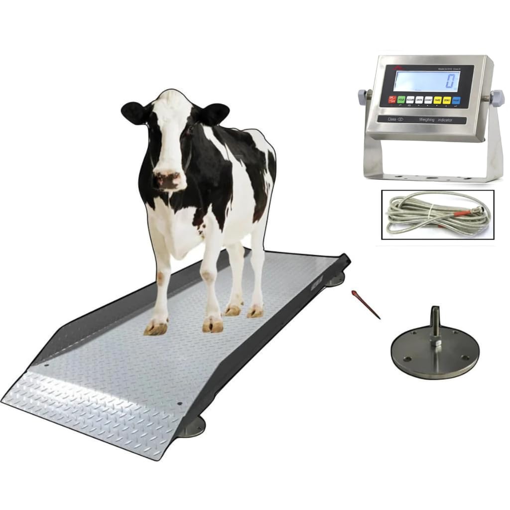 Liberty LS-929 Livestock Scale for Cattle with LCD Display Indicator – 85" x 26" x 5 Platform Animal Scale – Size M-7’x26 Heavy Duty Cattle Scale for Livestock Weighing