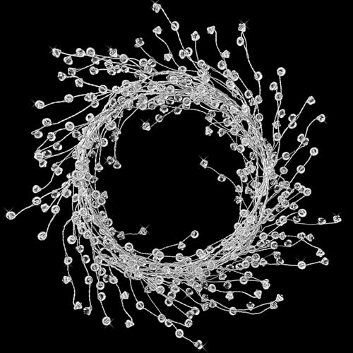 15 FT Ice Wire Clear Garland,Christmas DiamondTree Decor,Plastic Clear Acrylic Crystal Diamond Jewel Bead Garland Ornaments for DIY Wreath Crafts,Christmas Decorations,Wedding