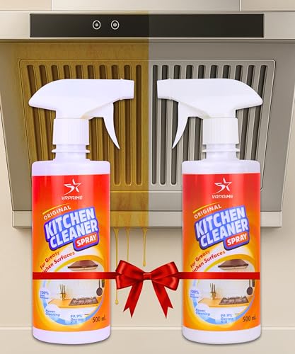 Image of VRPRIME Kitchen Cleaner Spray | Kitchen Sink Chimney Gas Stove Oven Oil Stain Remover All Purpose Degreaser Spray | Kitchen Cleaning Spray for Exhaust Fan (500ml) (PACK OF 2)