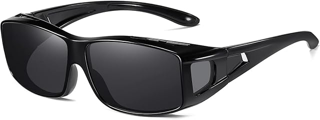 SHEEN KELLY Polarized Rectangular Fit Over Glasses Sunglasses with Side Shield Driving Lens Copper Wrap Protection Glasses
