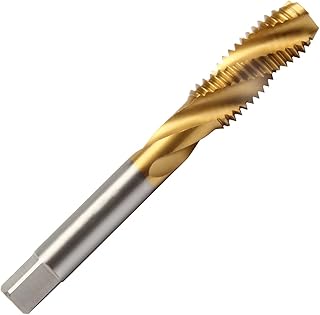 Aceteel M14 X 2 Titanium Coated Spiral Flute Tap, TiN Coated HSS Spiral Flute Thread Tap M14 X 2