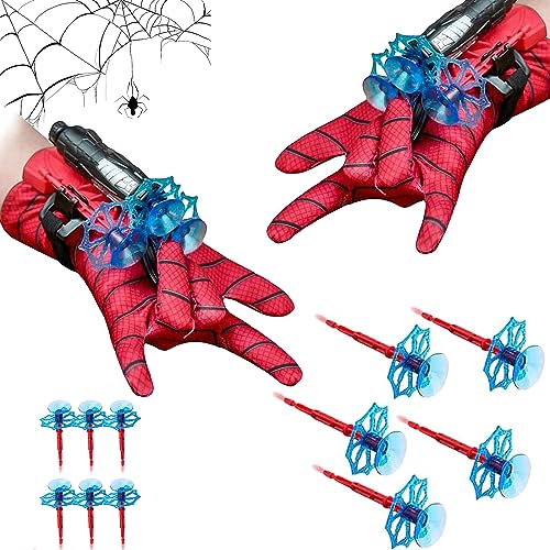 Ptbws Launcher Glove,Set Di 2 Guanti Spiderman Bambino,Guanti Launcher Per Giochi,Spiderman Glove Launcher Giocattoli,Spara Ragnatele Spider-Man, Gioc