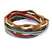 LolliBeads Leather Bracelet Two Strands Brown Surfer Bracelet with Muliple Layer of Colored Hemp Cords, Adjustable Wristband