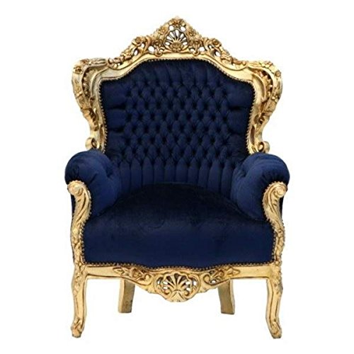 Casa Padrino Barock Sessel King Royalblau/Gold - Barock Möbel Einrichtung Barockmöbel Barocksessel