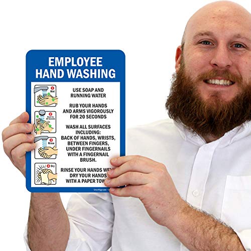Etiquetas de lavado de mano para evitar multas de higiene con vinilo resistente SmartSign 3