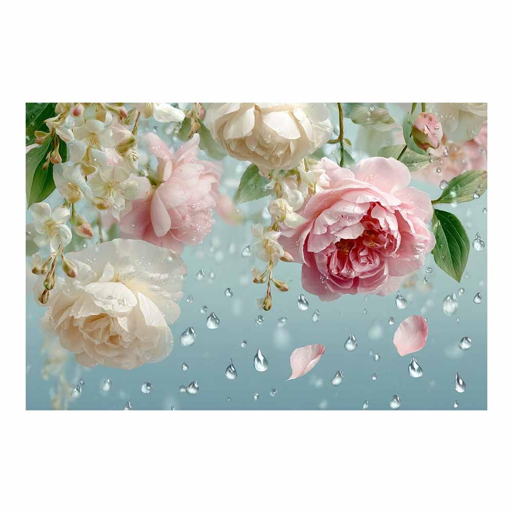 ZAMAEIU Nature Landscape Picture Flowers Dew-kissed Large Modern Scenic Painting, for Living Room Bedroom Bathroom Dinning Room Home Office Wall Decor(white)-30x50cm Unframed