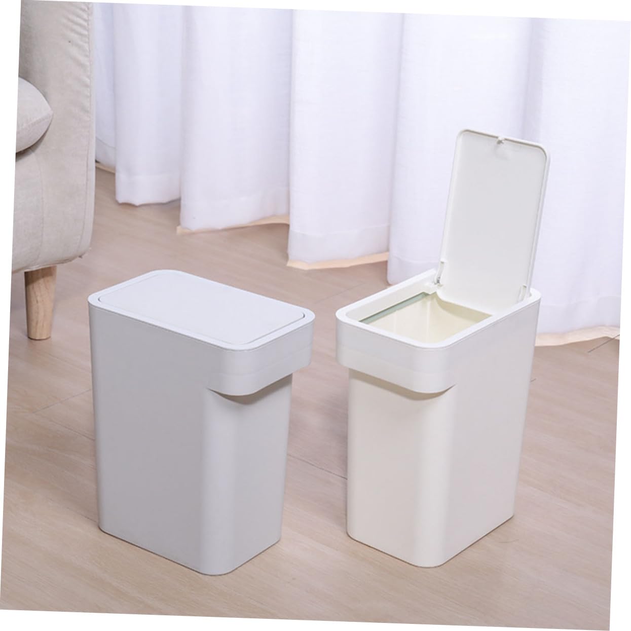 Ciieeo Cubo de Basura para Cocina y Baño de Empuje, de Plástico Pp Blanco, Diseño Redondo Cierre Hermético y Funcionalidad Versátil para Reciclaje
