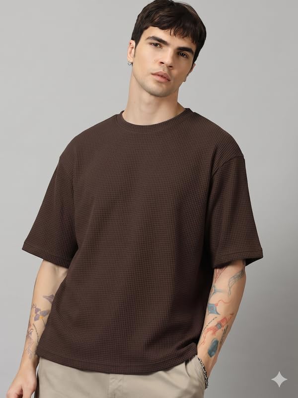 Image of RodZen Oversized Baggy Fit Half Sleeves Round Neck Solid Cotton Blend Combo T-Shirt for Men (Pack of 3)