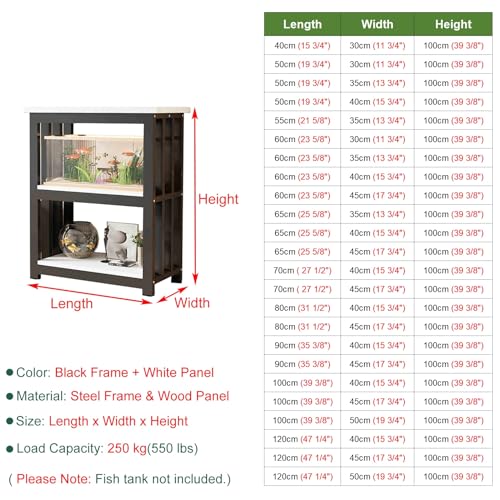 Mobiletto Porta Pesci a 3 Ripiani, scaffale Multifunzionale per terrari, Porta rettili e Tartarughe, Soluzione di stoccaggio per Animali Acquatici ed esotici.