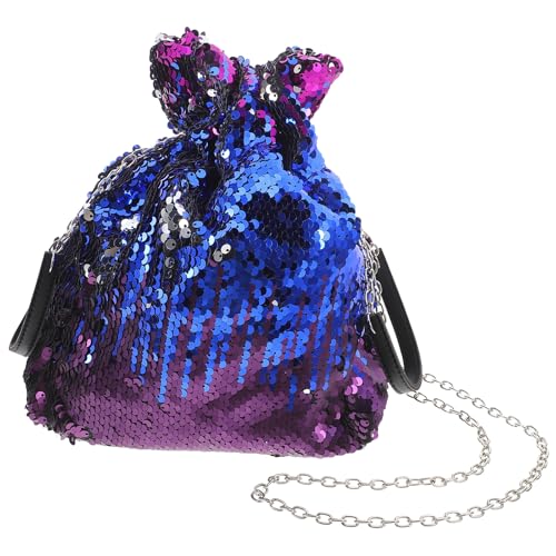 Bolso azul de lentejuelas para mujer 19x10x26 cm miniatura 1