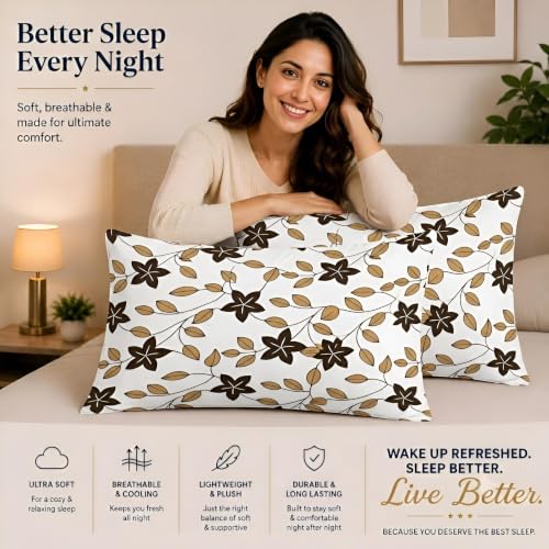 Image of Hollow Fiber for Bed Adjustable Sleeping Pillow | Height Adjustable | Soft & Fluffy Comfort | Multicolor | 24 x 16 Inch | Set of 2|BL-75