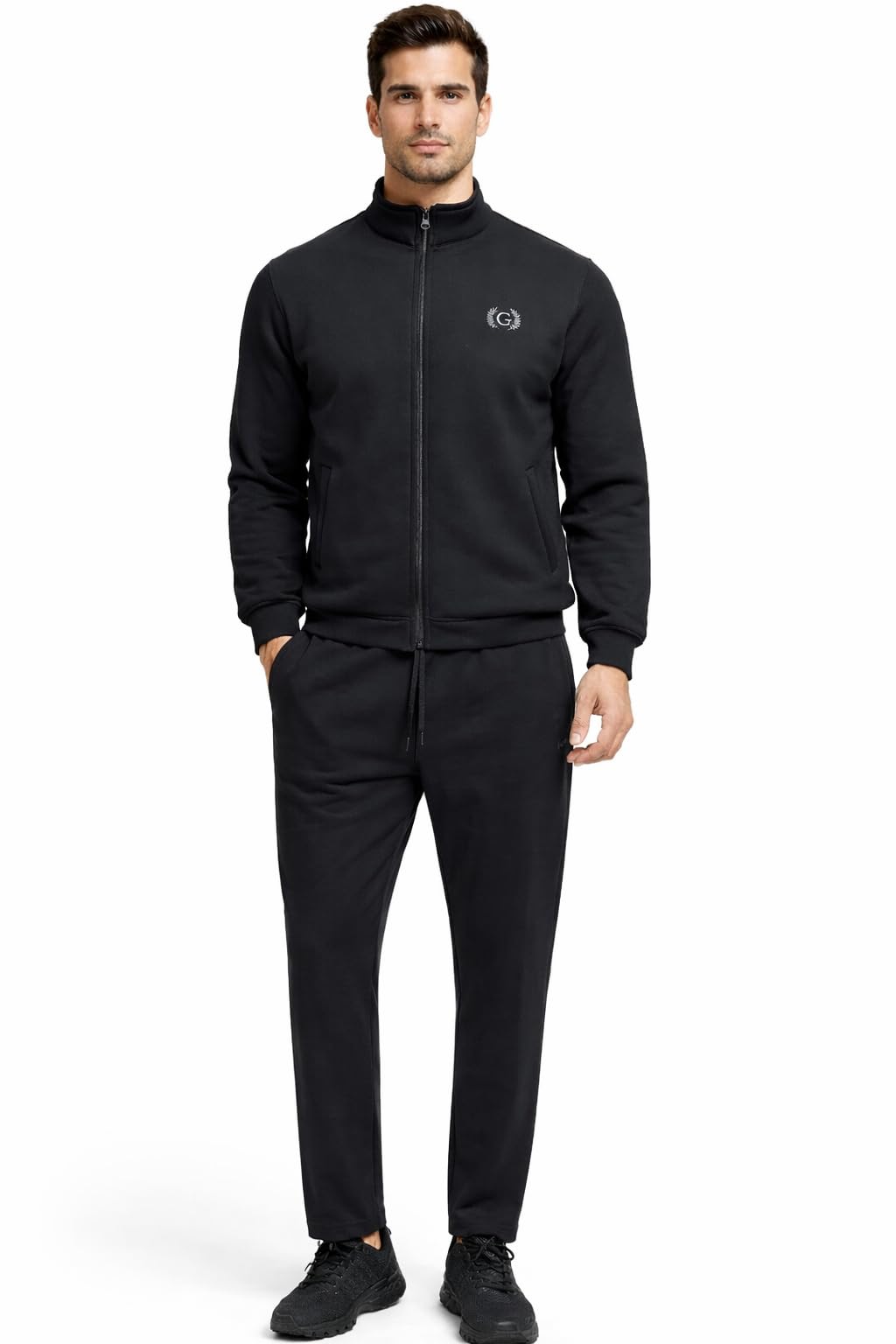 GRAVIT Men's Premium Fleece Winter Tracksuit, Brown, Full Zip Jacket and Pants Set, Super Warm for Sports, Gym, Jogging-picture-11