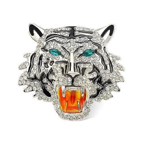 Punk Animal Lapel Brooch Pins for Men,Lion Tiger Head Coat Collar Brooch Rhinestone Crystal Lapel...