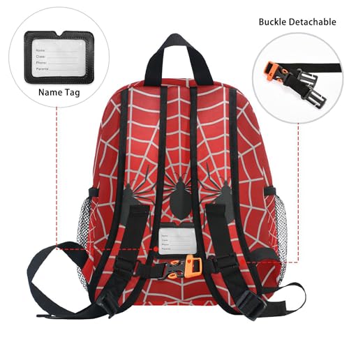 Custom Kid's Name Backpack, Halloween Spider Web Red Backpack for Daycare Travel Personalized Name Preschool Bookbag Children Kindergarten Bag for Boys Girls4