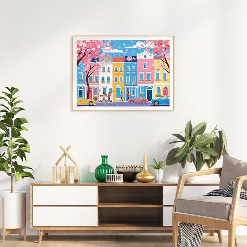 Image of Blossom Street | Premium Jigsaw Puzzle (500 Pieces) for Adults & Teens | Cherry Blossom Artwork | XXL Pieces | Brain Exercise, Stress Relief & Reduce Screentime |