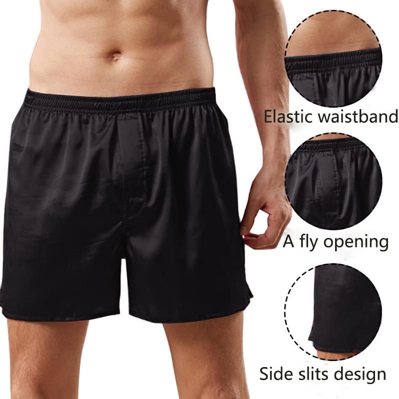 Mens Satin Boxer Shorts Silk Pajama Bottom Lounge Sleep Shorts for Men - Image 2