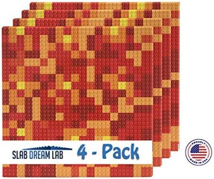Miniatura 2 de SlabDreamLab Placa base Slab Lite de 12 x 12 pulgadas para todos los ladrillos y bloques de construcción principales (mosaico rojo, paquete de 4)
