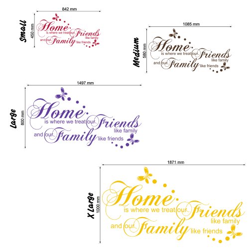 Wondrous Wall Art Home is Where We Treat Our Friends - Adhesivo Decorativo para Pared, diseño con Texto en inglés, Negro, Medium