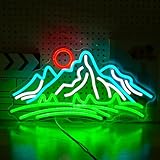 LIUOZHTEA Mountain Neon Sign for Wall Decor Dimmable Landscape Neon Light with USB Powered Sunrise and Sunset Led Light Up Sign for Bedroom Living Room Hotel Decor(16.7 * 8.7In)