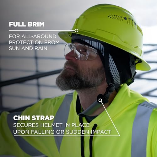 Image of Ergodyne 8964 Full Brim Safety Helmet, Type 2 Class C Hard Hat with Chin Strap, Adjustable Venting, ANSI /ISEA Z89.1-2014