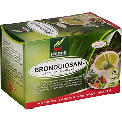 Bronquiosan Bronchial Blend - Herbal Tea of Eucalyptus Leaves (Hojas de Eucalipto), Lungwort (Pulmonaria), Cat's Claw (Uña de Gato), Chuchuhuasi - 25 Teabags from Peru for Respiratory Comfort Cover