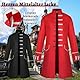 Herren Steampunk Mantel Halloween Frack Jacke, Mittelalter Vintage viktorianischen Gothic Frack, Halloween Karneval Cosplay Kostüm (Rot, 2XL)
