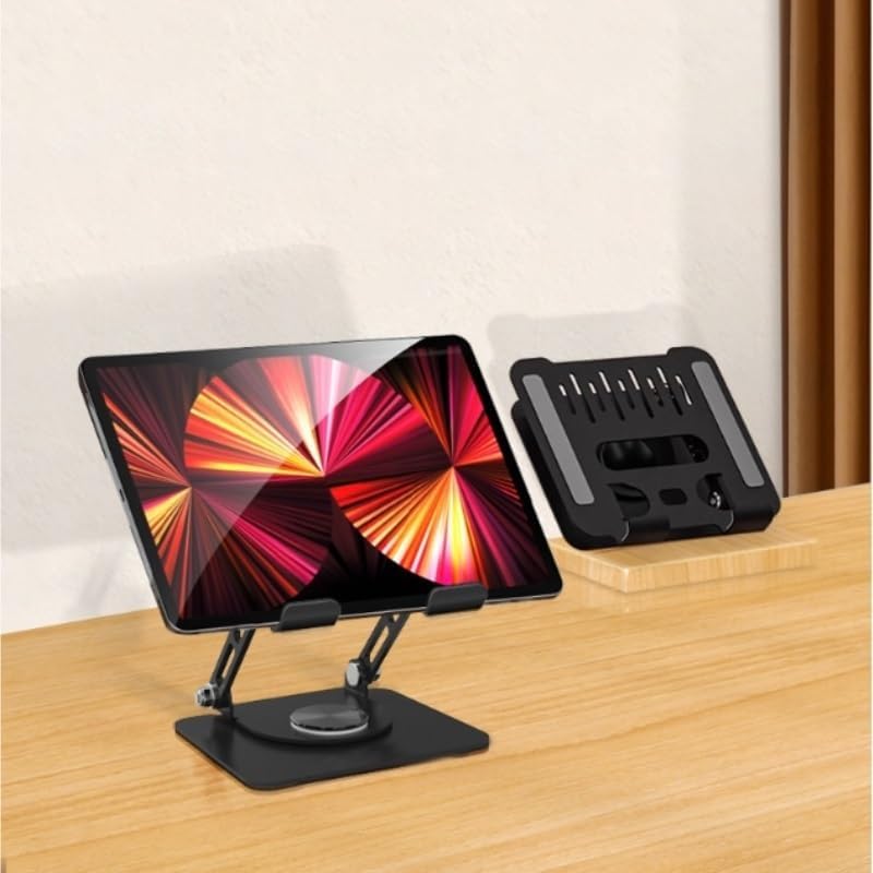 Carbon Steel Book Stand Portable Folding Reading Rack 360° Rotation Holder