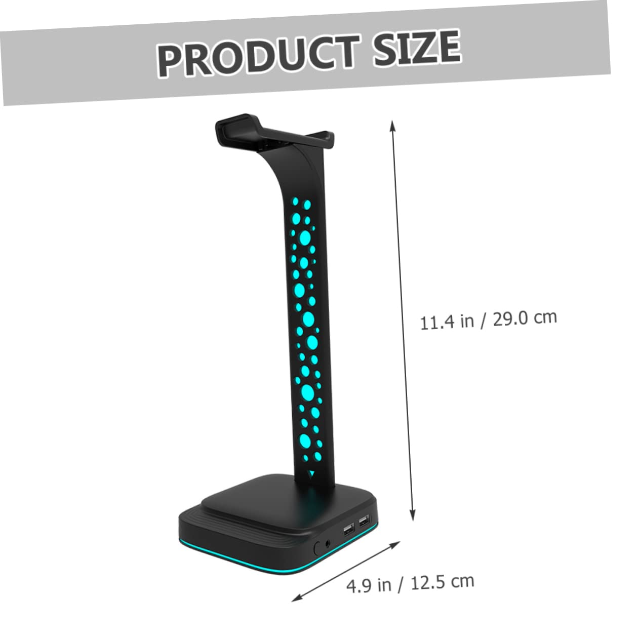 Mipcase Soporte para Auriculares RGB con Hub USB y Luz LED Soporte Multifuncional para Auriculares Gaming y PC Compatible con Aux Color Negro