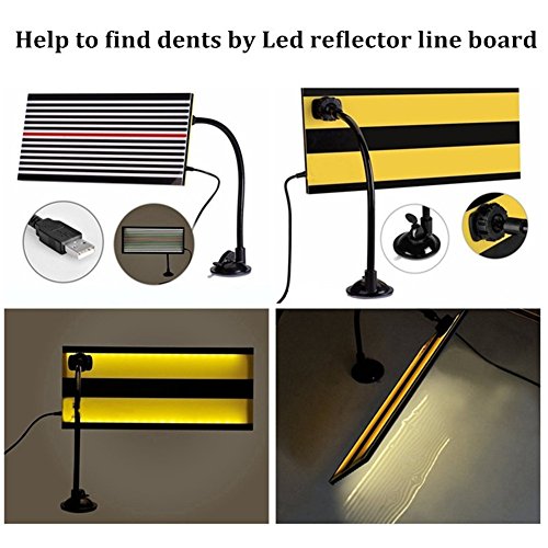 G&S GS Paintless Dent Repair LED Line Board Double Stripe Reflector Board with Adjustment Holder Light Line Board for Dent Repair Dent Fix Tools (Medium)