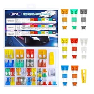Juego surtido de 98 fusibles de coche fiables – Mini fusibles estándar, mini y de bajo perfil (2A/5A/10A/15A/20A/25A/30A/40A), fusibles de hoja automotriz de colores mixtos para automóvil, camión, RV
