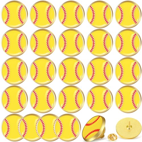 Image of Tondiamo 24Pcs Sports Lapel Pin for Team Gift 3 /4 inch Brooch Decor | Team Gift for Coaches Players, Basketball Baseball Softball Football Volleyball Enamel Pin, Sports Party Decor, Game Awards