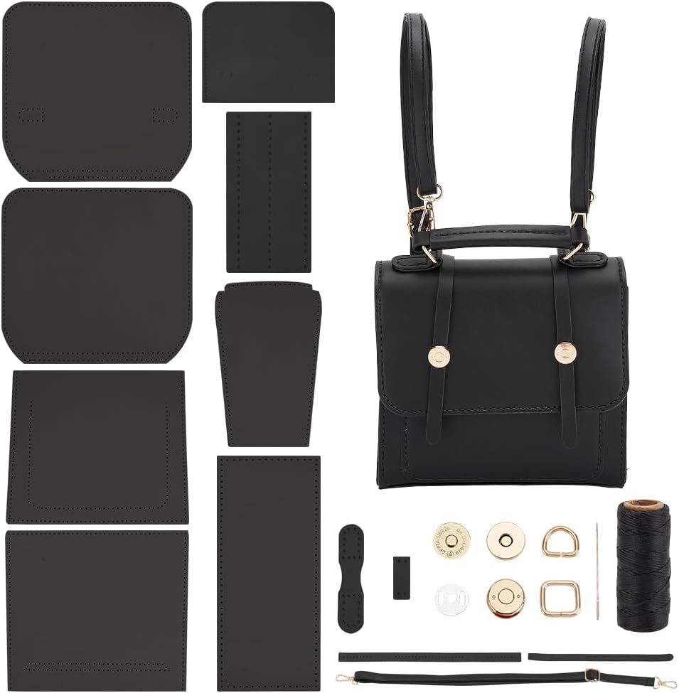 WADORN PU Leather Shoulder Bag DIY Kit, Crossbody Handmade Stitch Sewing Materials for Women, Handbag Accessories Making Kit, Black