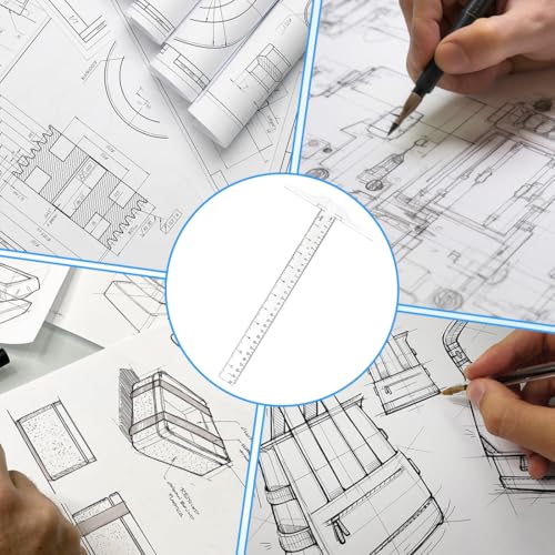 OPVYAEU 2 Stück T-Lineal Doppelseitig, Reißschiene, Kunststoff T-Quadrat metrisches Lineal, T-Lineal Transparent für Zeichnen und Allgemeine Layout Arbeiten Schule Büro Zuhause Skizzieren