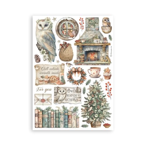 Stamperia - Washi Pad for Scrapbooks, Albums, Cards, Bullet Journals and More, Translucent and Easy to Cut, Acid Free, Perfect for Hobbies, Crafts, and Gifting (The Owl’s House) (A5) (8 Sheets)